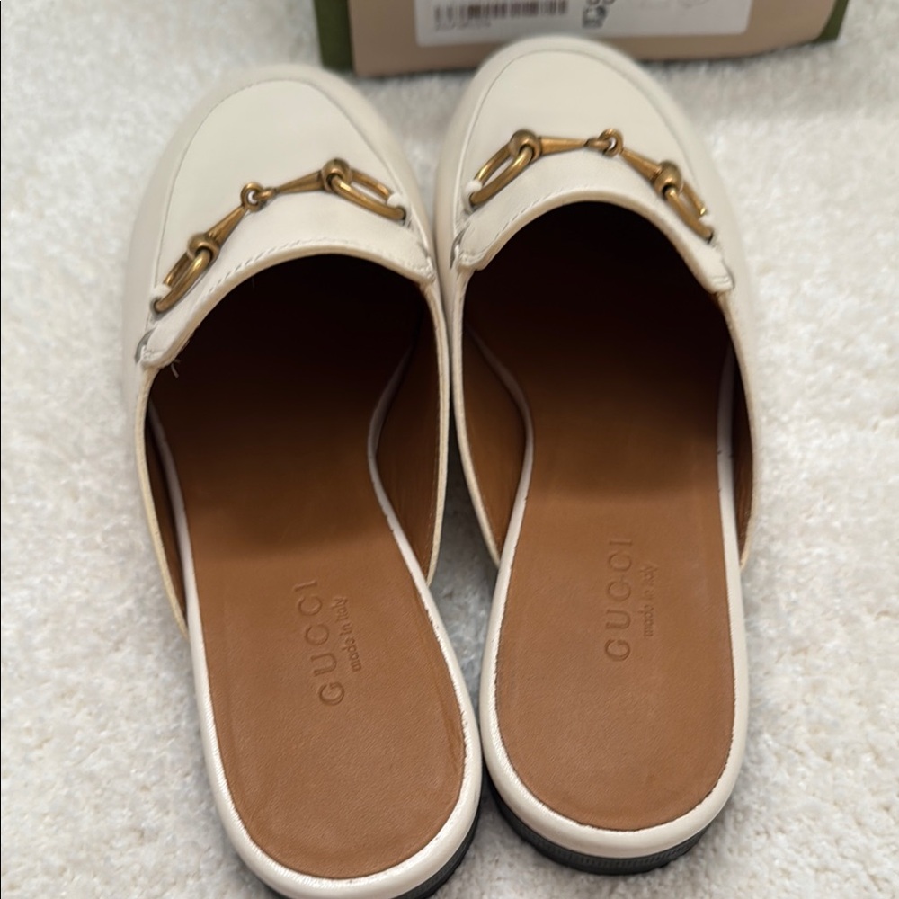 Gucci Malaga Kid Cream Leather Mules Mysitc White - Picture 4 of 4